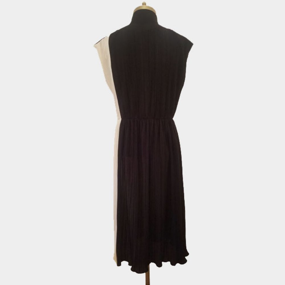 Vtg 70s Black & White Plisse Pleat Dress 16 ½ - Picture 8 of 8